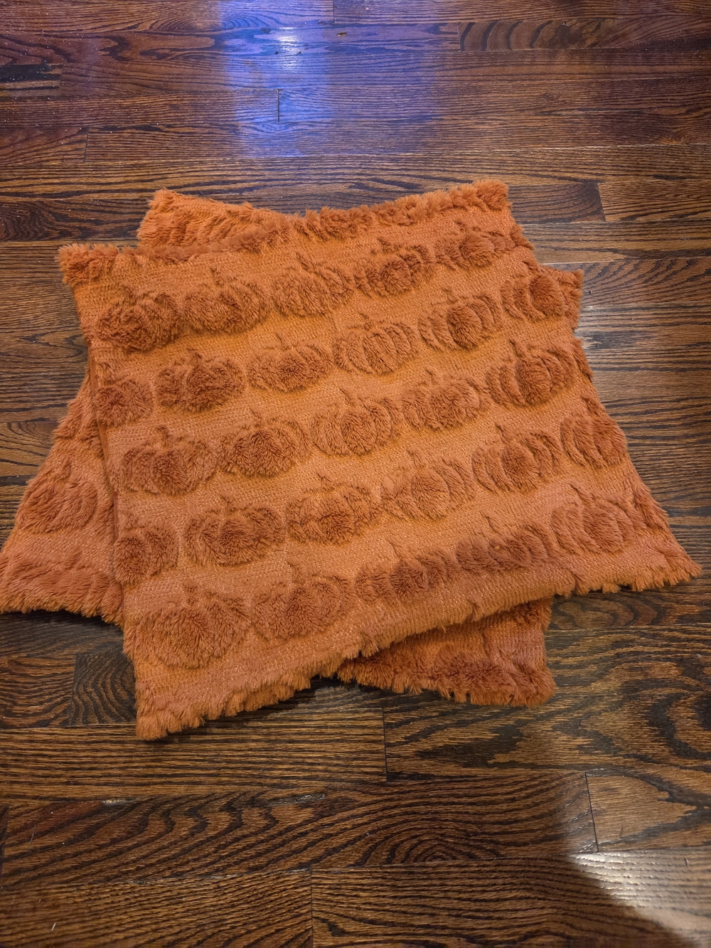 Textured Pumpkin Orange Throw Pillow Covers 2pk